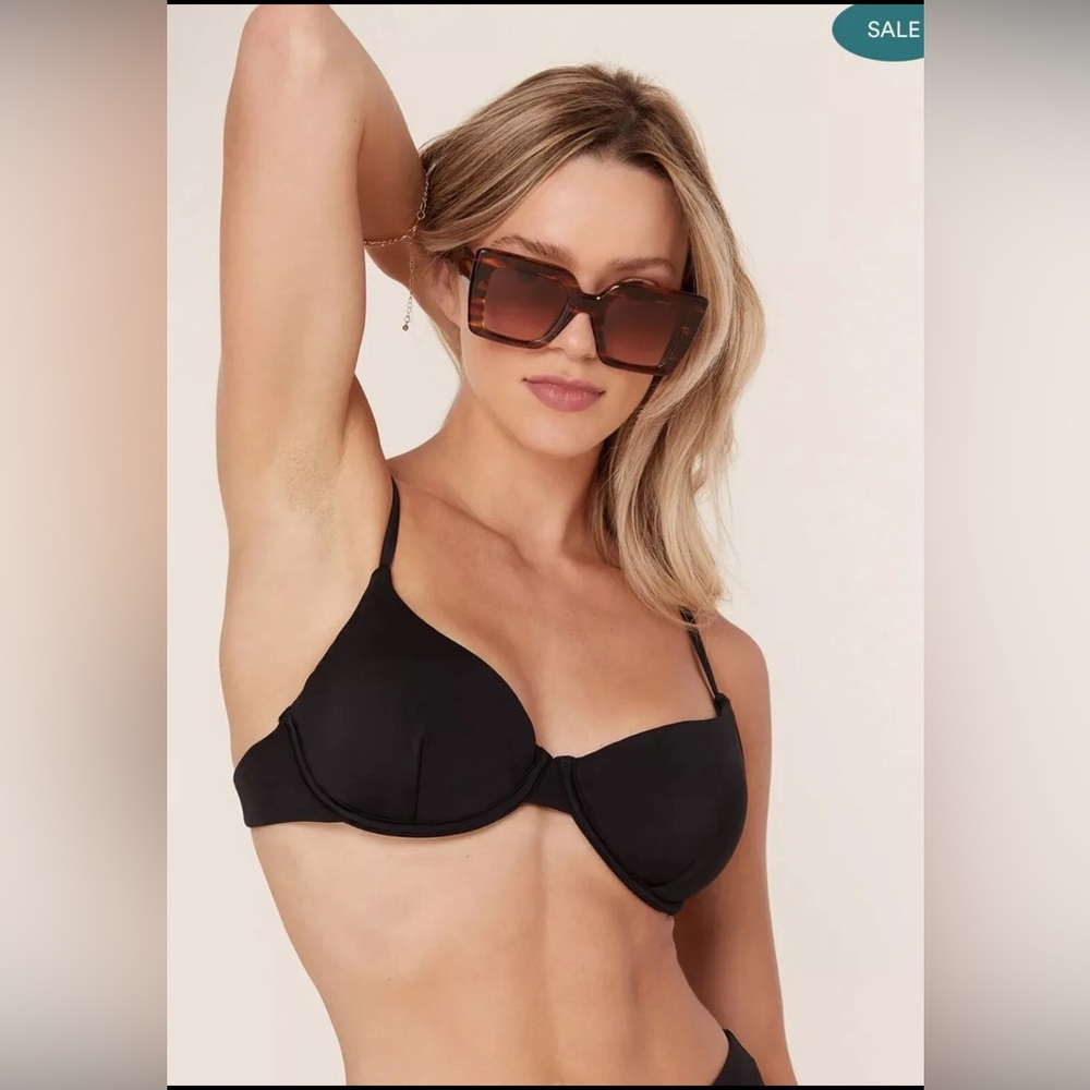 Andie Swim The Bermuda Bikini Top Underwire Support Black Size Medium NWT